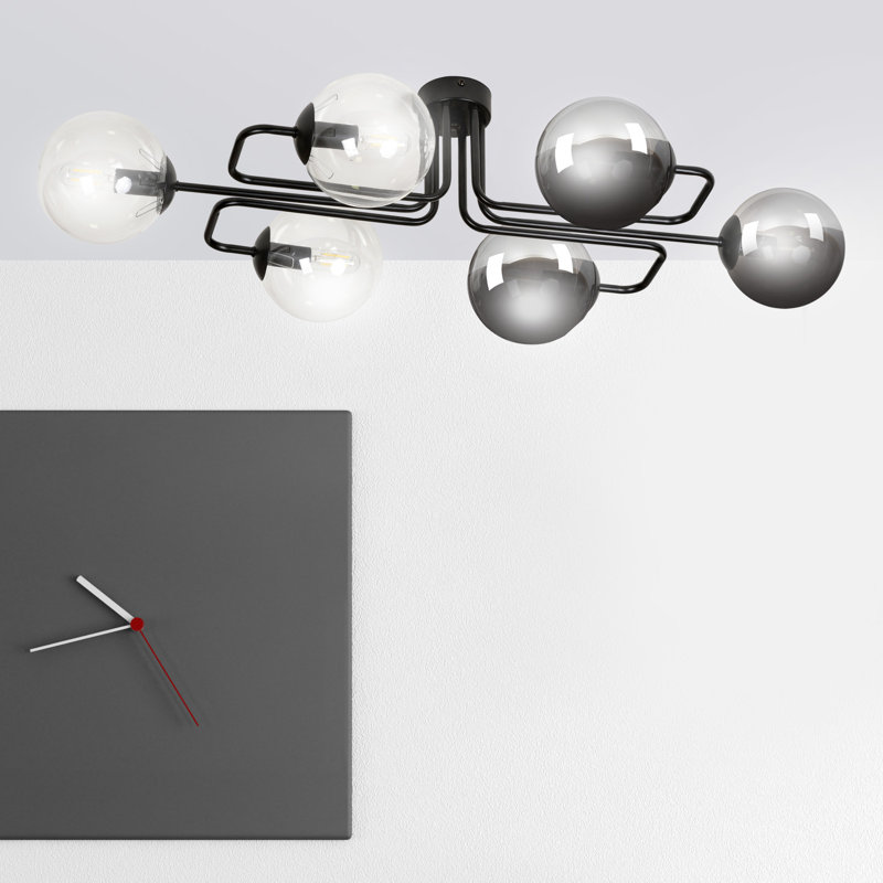 Cadesia Glass Semi Flush Mount, Graphite/Transparent