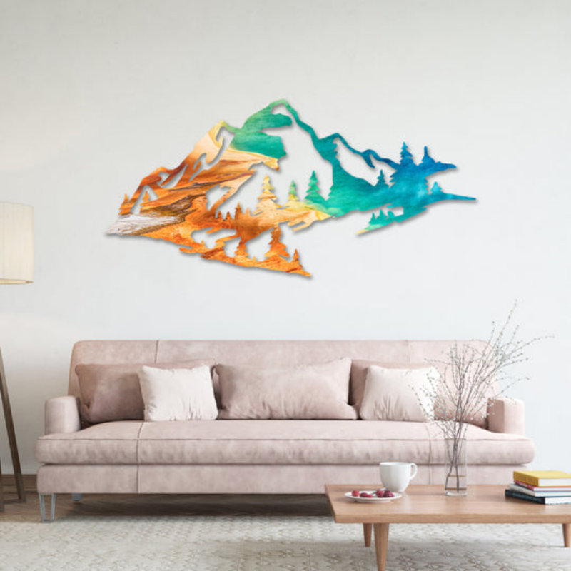 Yellowstone Mountain Range View Wall Décor - Scenic National Park Landscape Wall Art - Mountain Peak Nature Artwork - Rustic Outdoor Style Decor - Travel Inspired Home Decoration for Living Room Bedroom & Office