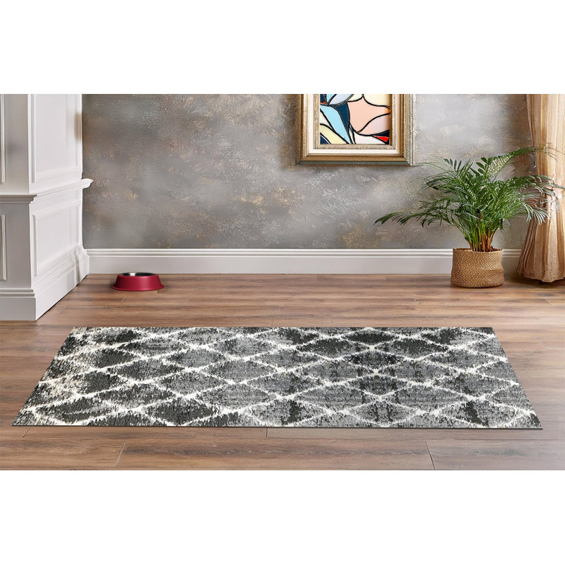 Tapis gris / ivoire Ciera, Tapis de couloir : 2 pi 2 po x 7 pi 7 po
