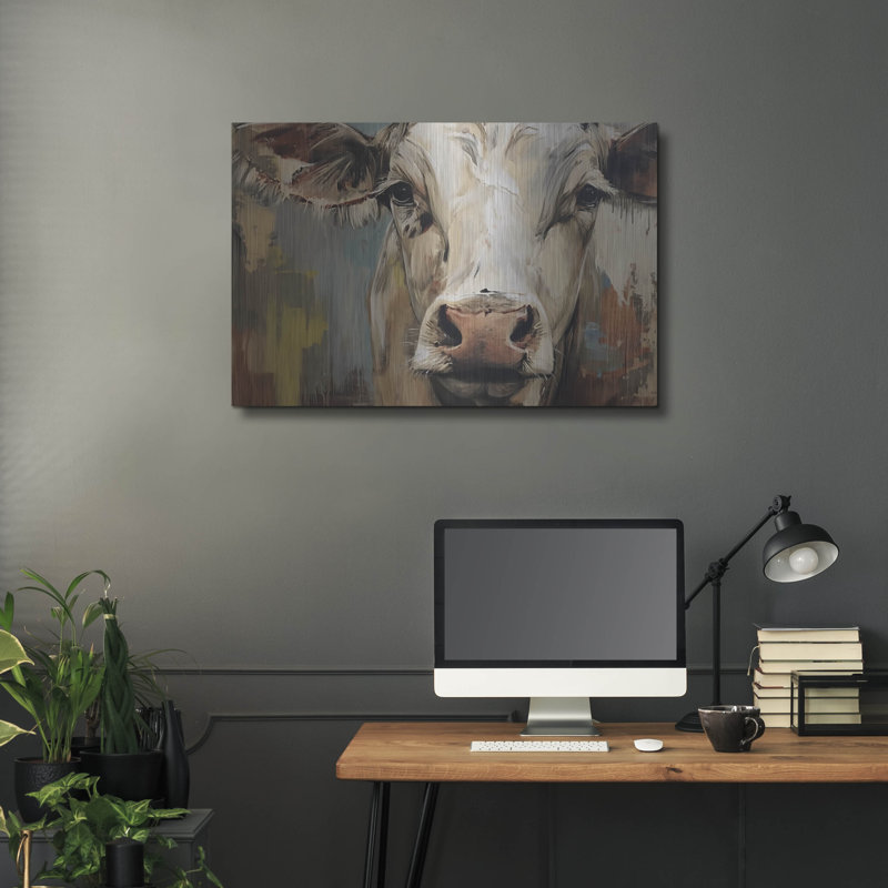 «August Cow», «The Cow No 1» par Augusteas Magnusson, art mural en métal, H 24 po x l 36 po