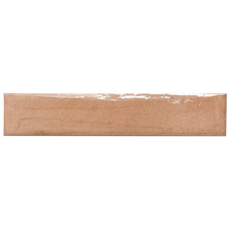 Paint 3x16 Glossy Porcelain Tile, Terracotta Brown