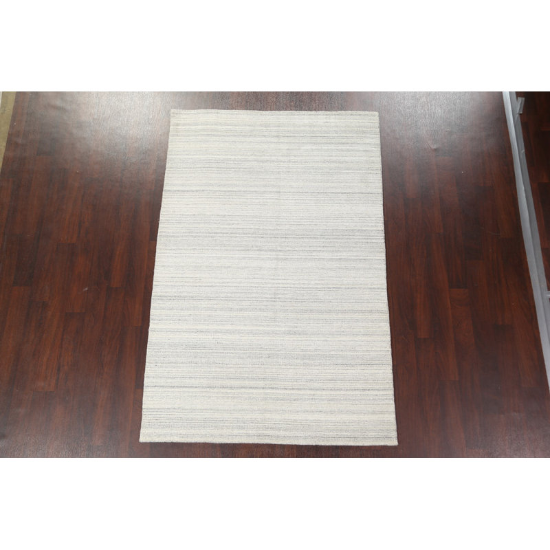 Tapis rayé contemporain noué à la main 5 x 8