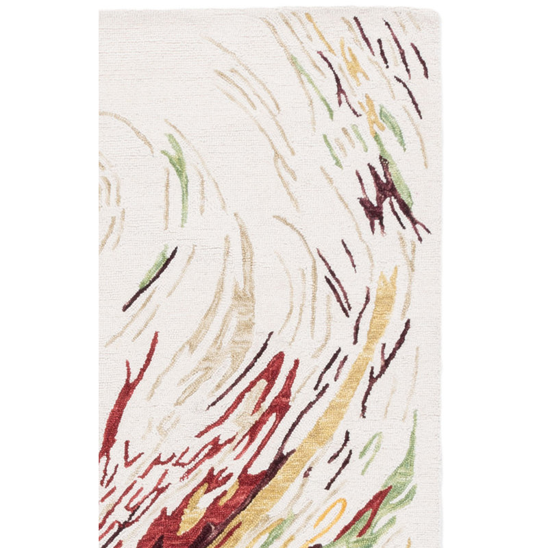 Tapis abstrait en laine touffetée à la main ébène, Rectangle 4pi x 6 pi