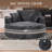 Oversized Upholstered Barrel Accent Swivel Chair– 55" Waffle Chenille, Compression-1472487693