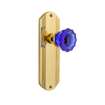 Plaque décorative avec bouton de porte cristal cobalt
