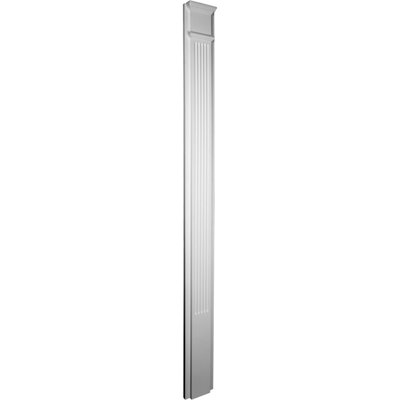 Endurathane Fluted Pilaster w/ Attached 18" Plinth, 7 7/8"W x 90 1/2"H x 2 1/2"P, Plinth Can Be Trimmed Up to 15", High Density Moulded Polyurethane, Factory Primed White, Sold Each