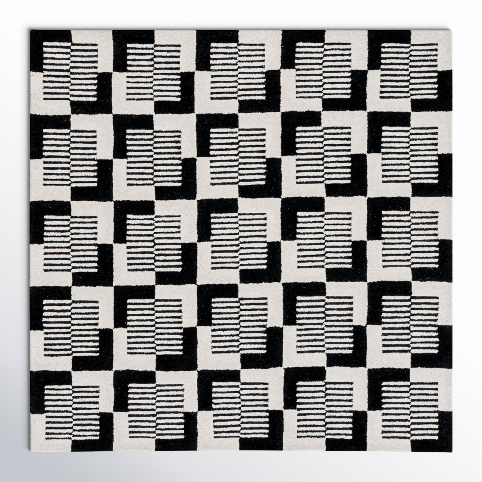 Harton Hand-Tufted Geometric Rug, Square 6'