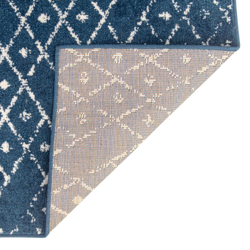 Tapis bleu marine / blanc Lenwood, Rectangle 2 pi x 3 pi