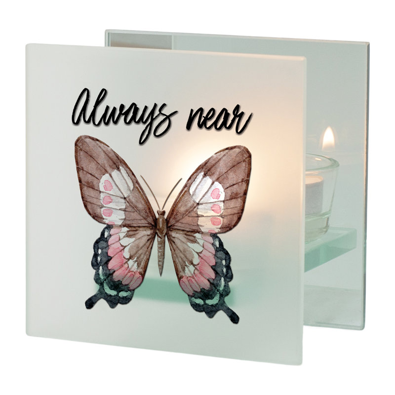 4'' H Glass Tabletop Tealight Holder with Candle Included