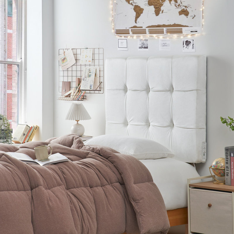 Tête de lit Mo 'Classic College Outlet avec pieds - velours moelleux blanc