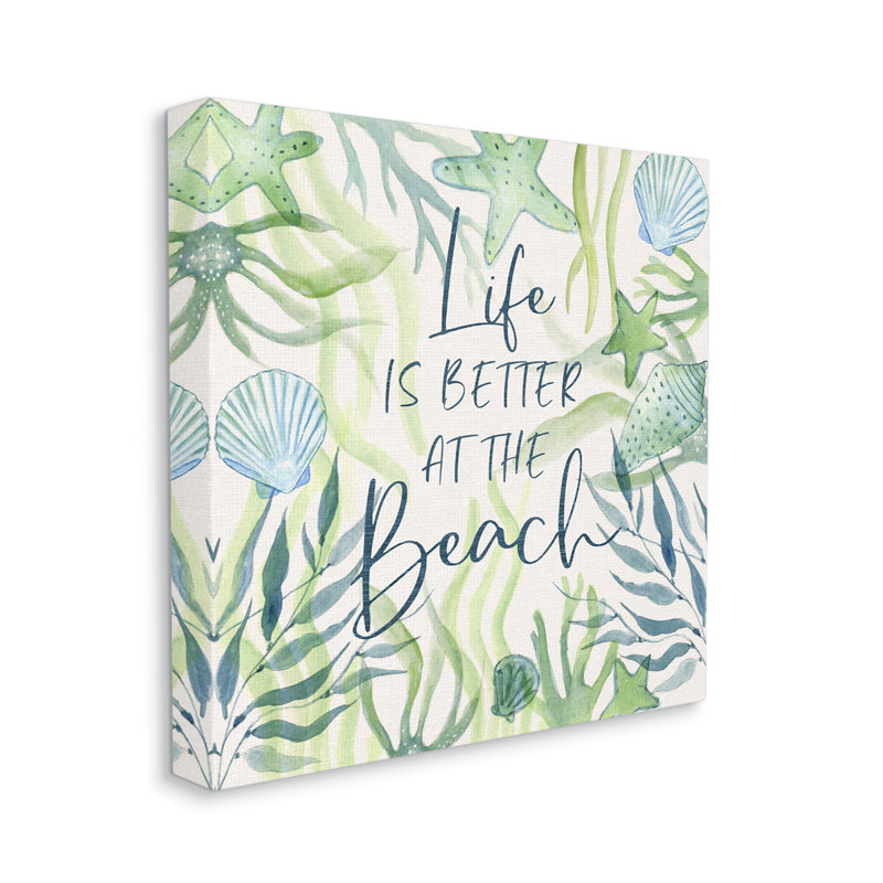 «Highland Dunes Life Better At Beach», art mural sur toile par Janet Tava az-886, H 30 po x l 30 po x P 1,5 po