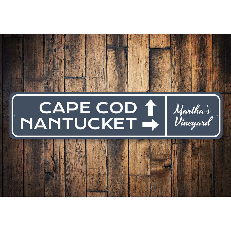 Cape Cod Nantucket Aluminum Sign, 4" H x 18" W x 0.04" D