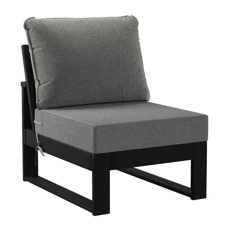 Patio Deep Seating Armless Chair With Frame, Gray, Black