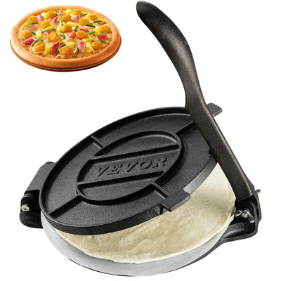 8-Inch Cast Iron Tortilla Press With Thickened And Reinforced Handle For Rust Prevention Includes 100 Sheets Of Silicone Sheeting. Suitable For Tortillas Pizza Bases And Pita Bread | Ideal For Home And Commercial Use