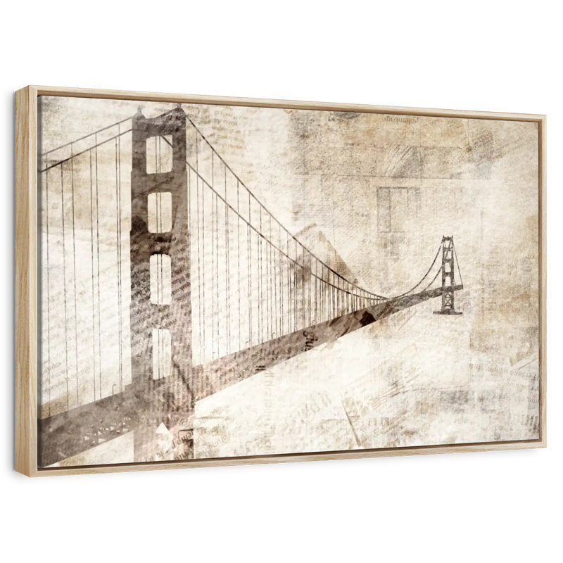 Pont du Golden Gate, Cadre flottant en bois naturel, 13 po x 9 po
