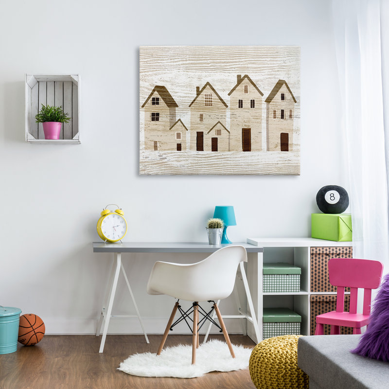 Art mural sur toile de maisons de quartier rustiques par Ziwei Li, H 36 po x l 48 po x P 1,5 po