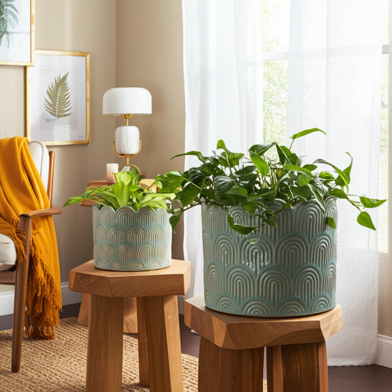 Ensemble de 2 pots à fleurs Weeda, H 7 po x l 8 po x P 8 po, Vert