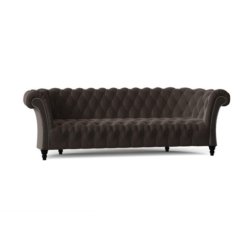 Canapé Chesterfield à accoudoirs roulés, Graphite Key, Noyer, Standard