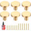 Boutons d'armoire en laiton, paquet de 6 poignées de quincaillerie d'armoire de cuisine en or brossé, boutons de tiroir ronds pour poignées de porte de garde-robe de meuble de rangement, tournevis inclus pour une installation facile