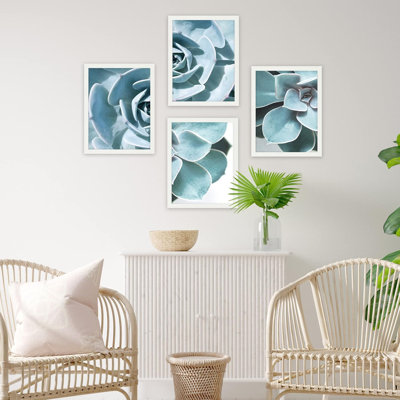 «Green Agave Desert Rose Cactus», ensemble de 4 impressions florales murales, impression encadrée sur papier, 4 pièces