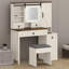 Modern Farmhouse Dressing Table with Glass Top, Hidden Mirror, and Power Hub-1030405224