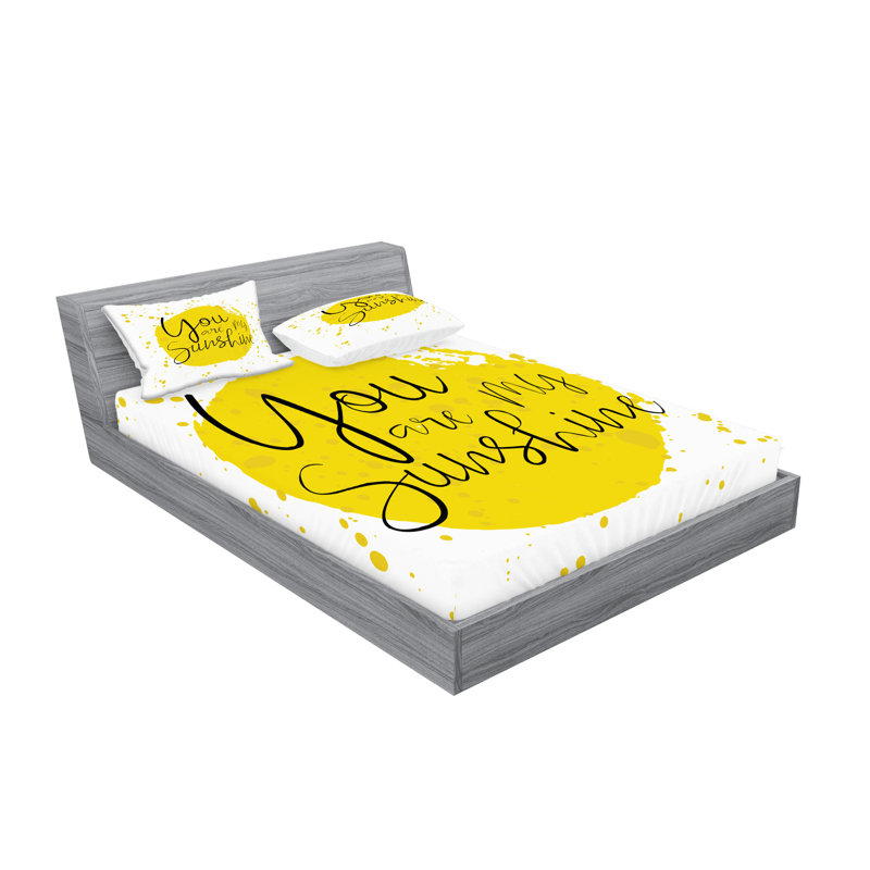 Drap-housse et taie décorative jaune Ambesonne, California King Sheet Set + 4 Pillowcases