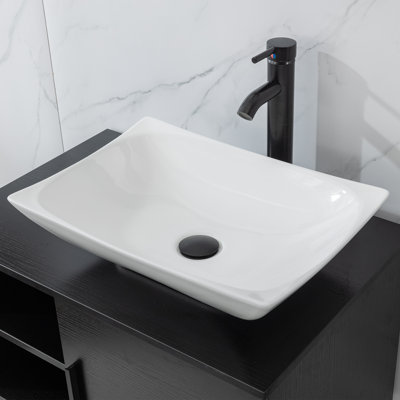 Ebern Designs Eccleston 19.7'' Ceramic Rectangular Bathroom Sink with Faucet