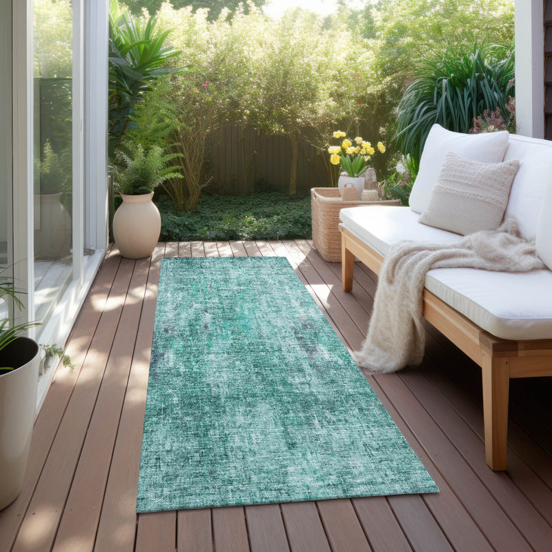 Washable Abstract Indoor / Outdoor Rug, Runner 2'3" x 7'6"