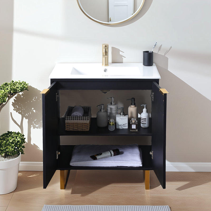 30'' Black Morden Freestanding Bathroom Vanity Set