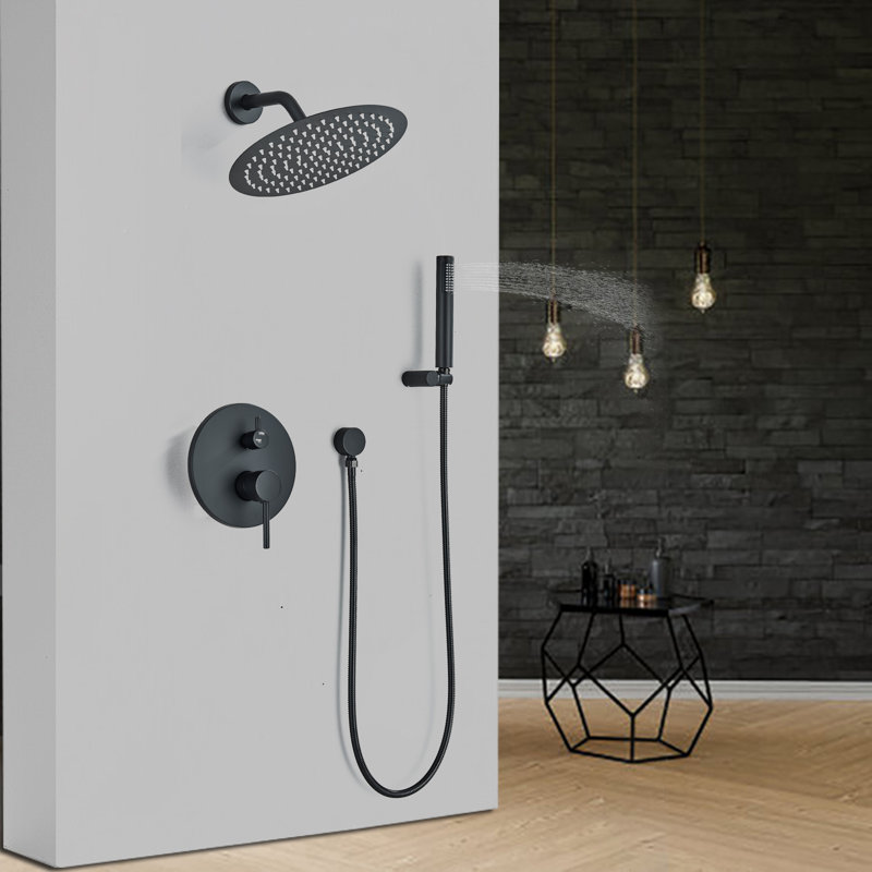 Robinet de douche avec valve brute, Noir mat