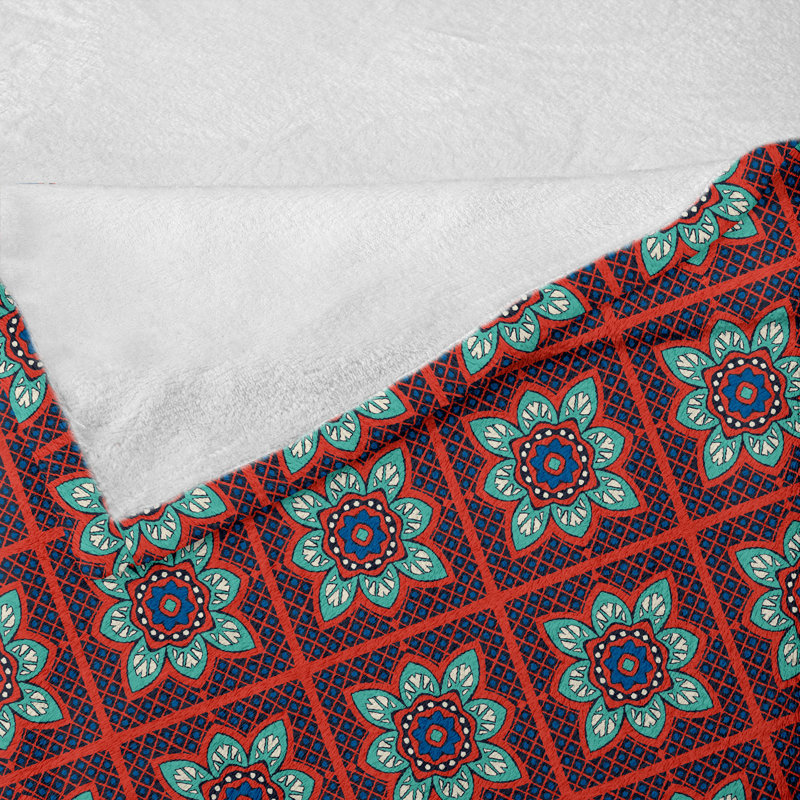 Ambesonne Azulejo Fleece Throw Blanket Abstract Talavera Pattern, 50" W x 60" L
