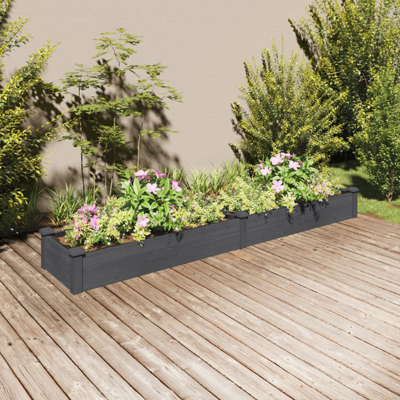 Averion Wood Raised Garden Bed, Grey, 25cm H x 240cm W x 45cm D