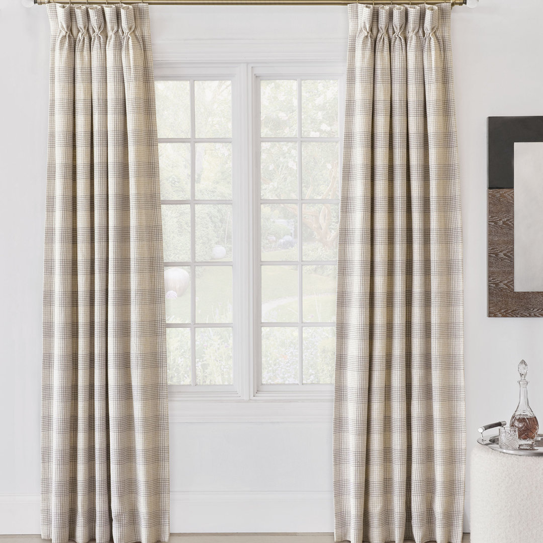 Kelso 100% Cotton Checkered Room Darkening Pinch Pleat Single Curtain Panel Eastern Accents 