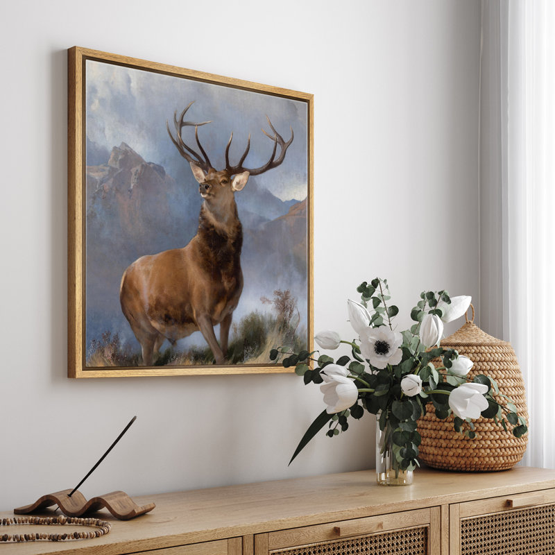 Art de cerf majestueux, photos de cerf, impression encadrée sur toile, H 16 po x l 16 po x P 1,5 po, Cadre flottant naturel