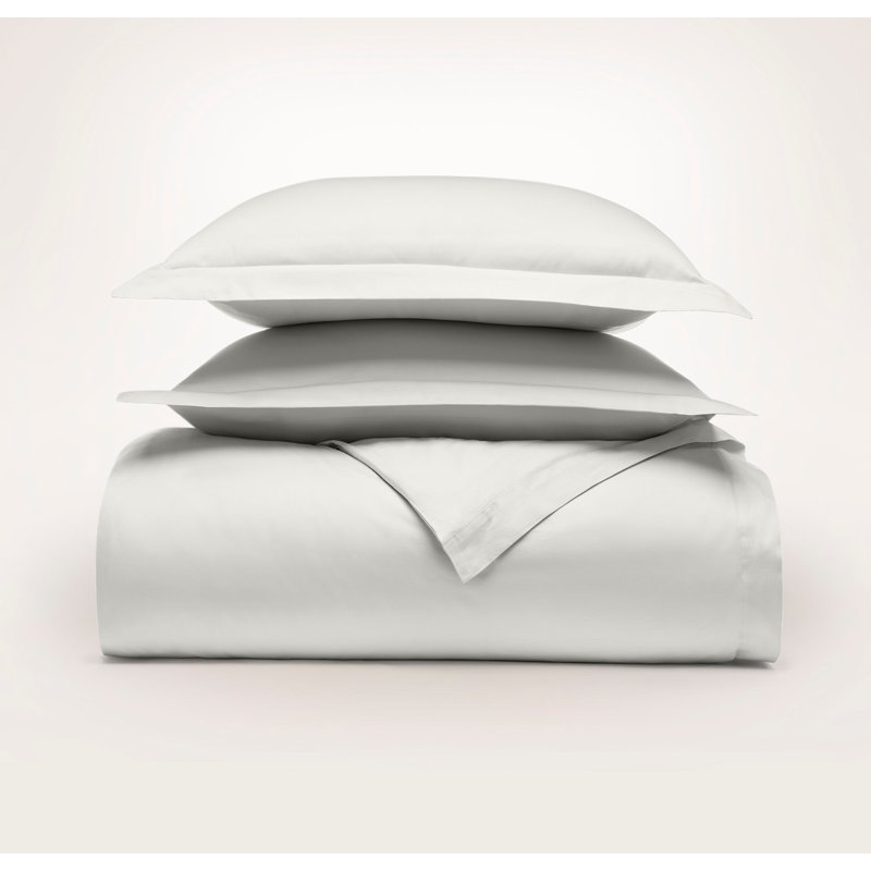 Signature Hemmed Duvet Set, Mist, Queen Duvet Cover + 2 Standard Shams