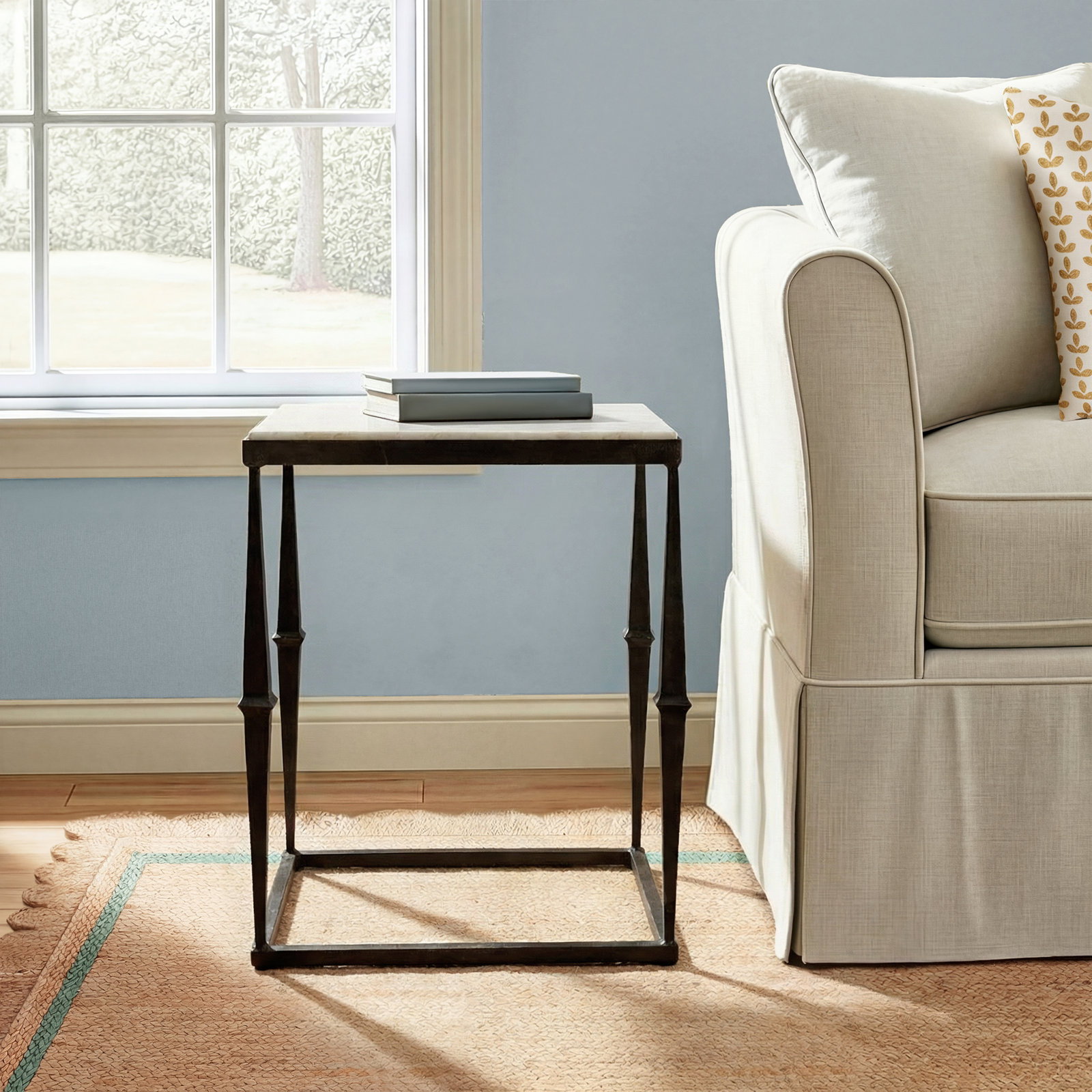 Agatie 16" Genuine Marble End Table