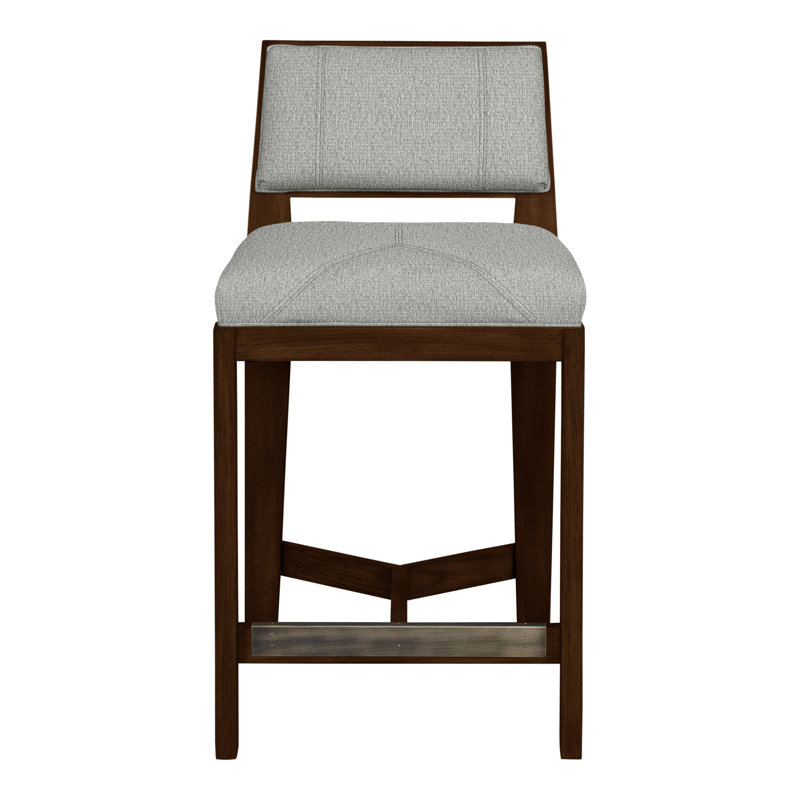 Scoville By Thom Filicia Upholstered Bar Stool with Solid Wood Frame, Dove Gray, Tarbee Dove