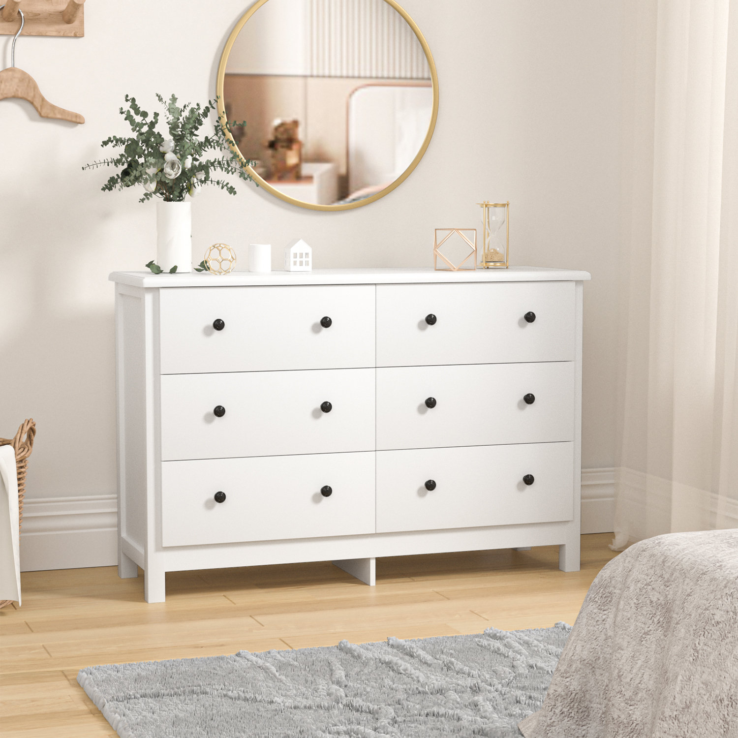 white christmas dresses SUGIFT 4-Drawer Wood Dressers, White