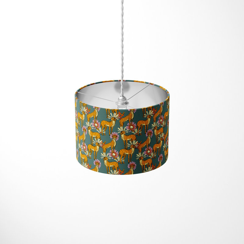 21 cm H Drum Cotton Pendant Shade ( Spider ) in Green and Yellow