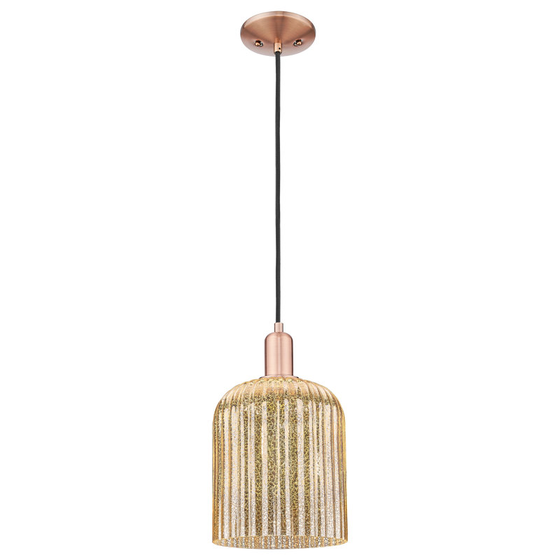 Mini luminaire suspendu suspendu 1 lumière Downtown, H 13,5 po x l 8 po x P 8 po, Mercure, Cuivre antique