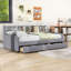Lit de jour simple rembourré avec tablettes et 2 tiroirs-739571171