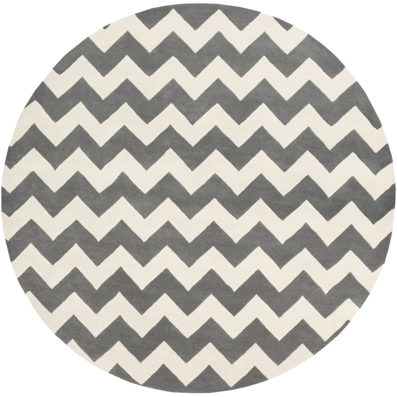Ayler Wool Chevron Indoor Rug, Round 8'