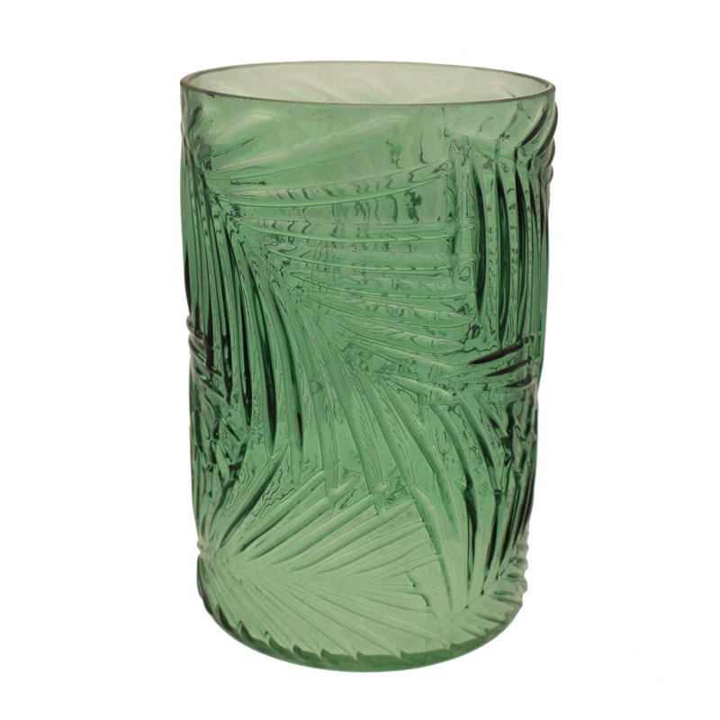 Palm Glass Hurricane, 19cm H x 11cm W x 11cm D