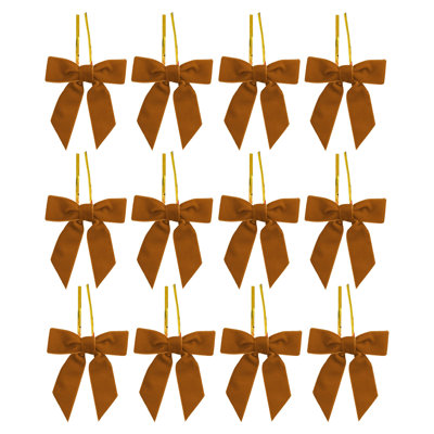 12pcs Small Velvet Christmas Bows For Christmas Tree Wreath Gift Wrap Crafts Wedding Party Bows For Snack Bags Baking Candy Bags Home Decoration