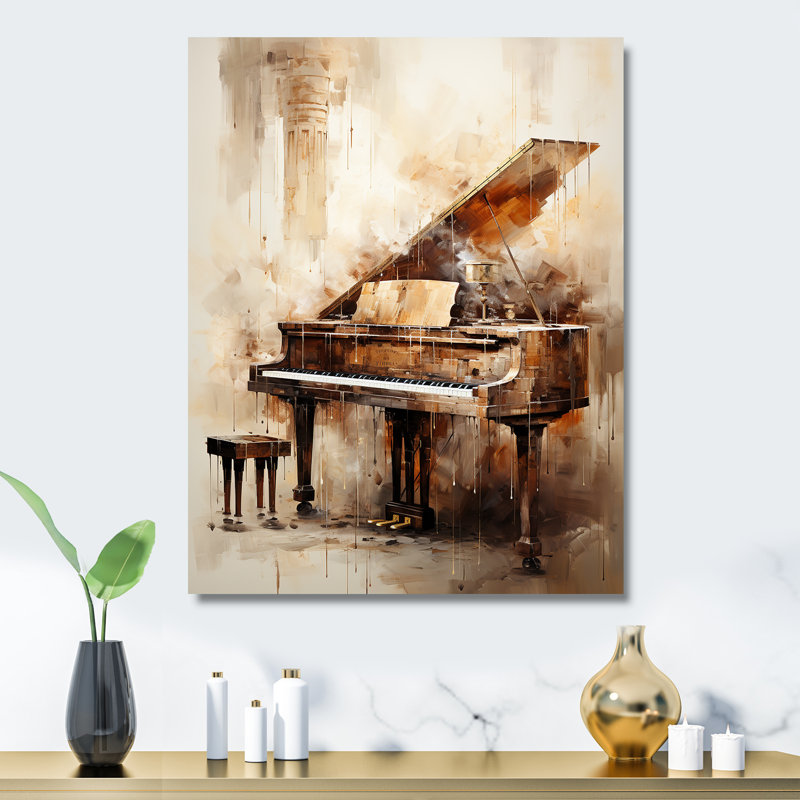 «Warm Melody Piano I» - musique, art mural en métal, H 32 po x l 24 po x P 1 po