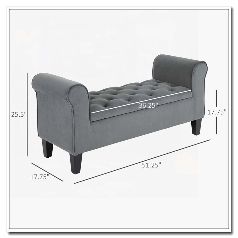 Banc de rangement avec repose-pieds capitonné