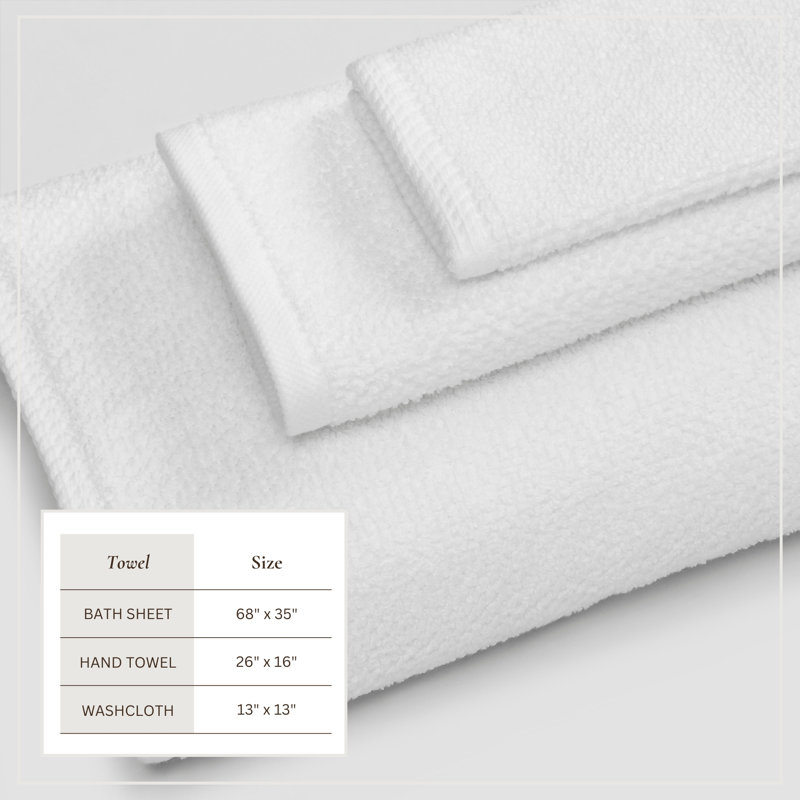 Drap de bain 100% coton texturé, Blanc optique, 6 Piece Set W/ Bath Sheets
