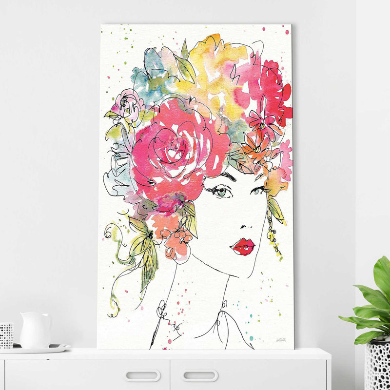 Personnages floraux I - Peinture, Toile tendue, H 48 po x l 28 po x P 1,5 po