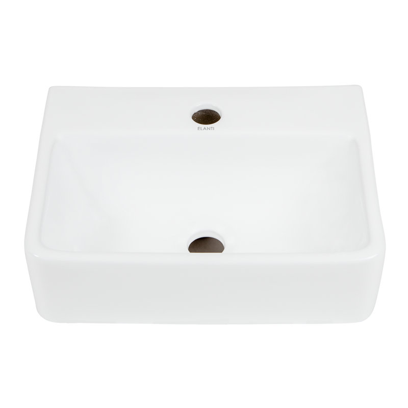 Elanti 12'' White Ceramic Rectangular Wall-Mount Bathroom Sink