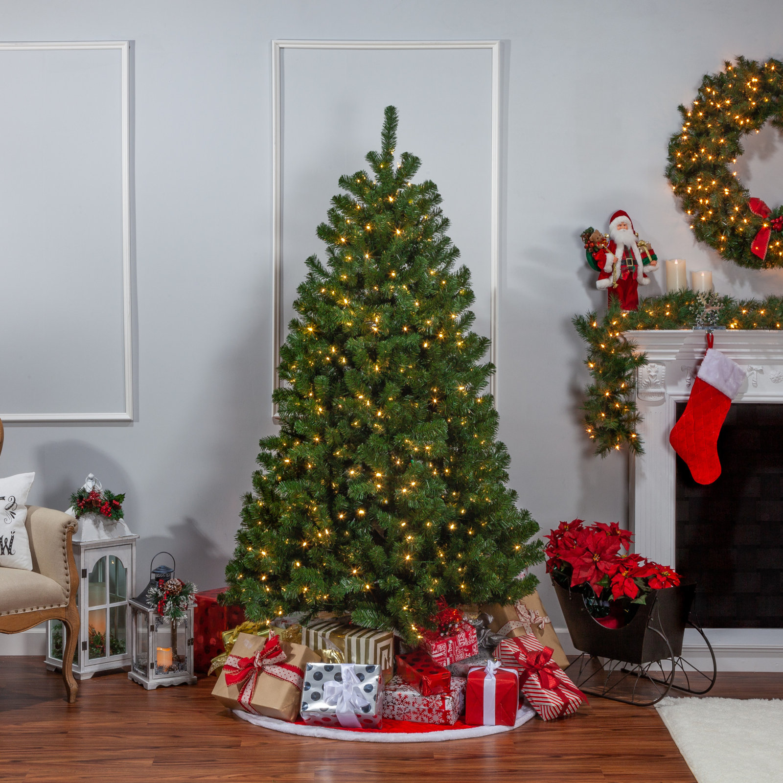 84' Lighted Artificial Pine Christmas Tree
